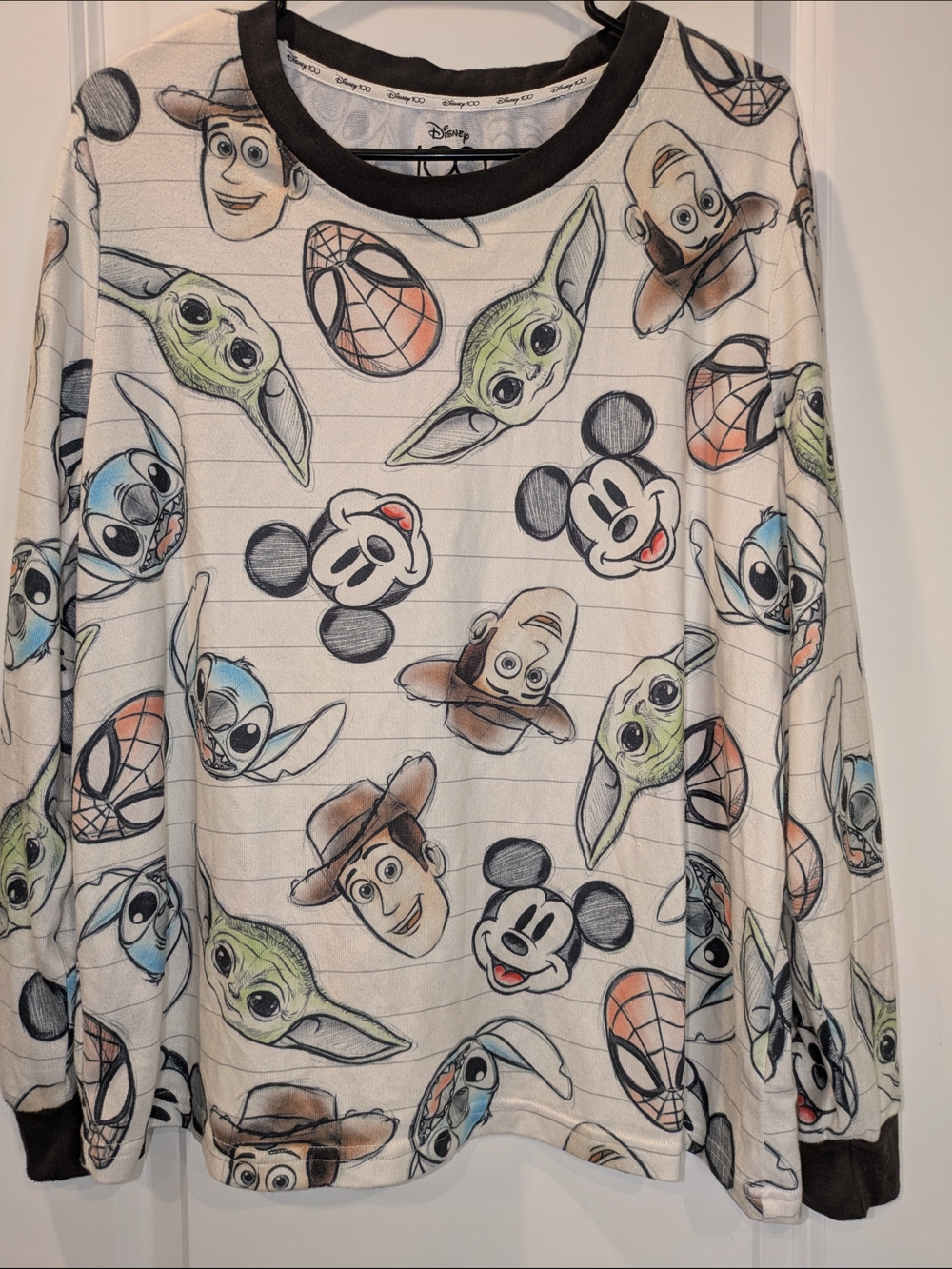 Disney 100 XXL Character Lounge Top Mickey Stitch Grogu Woody Spider-Man Unisex